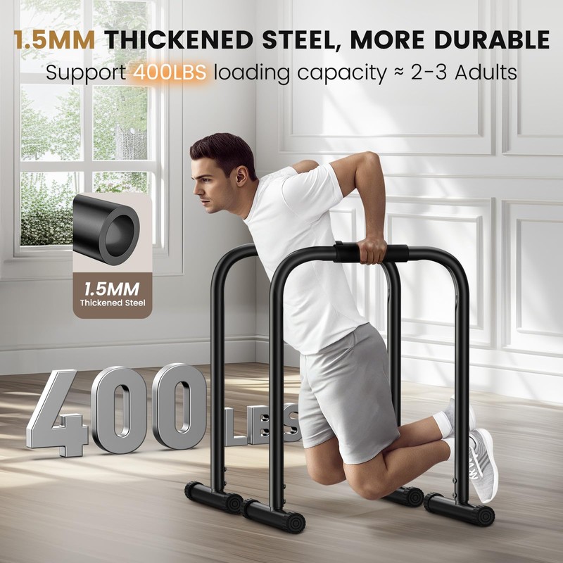 Sportsroyals Dip Bar,Adjustable Parallel Bars for Home Workout,Dip Station with