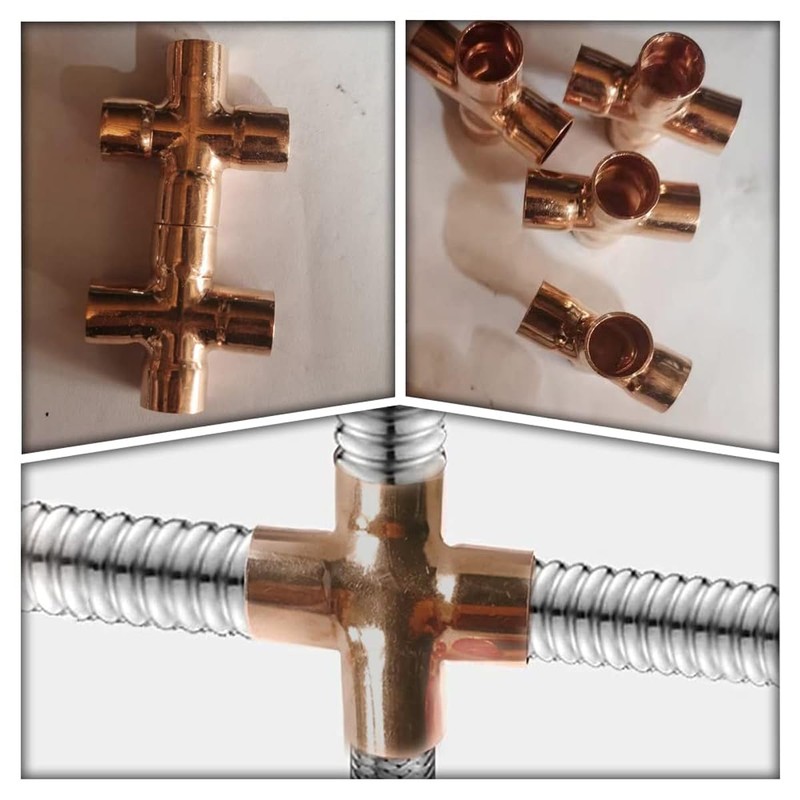 VOANZO 5Pcs 4-Way Cross Union Pipe Fitting 15mm for Plumbing