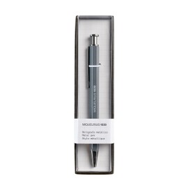 Miquelrius Back2Basics Collection Metal Ballpoint Pen Blue Oil Ink Size 130 x Diameter 15 mm Boli Blue Grey and Silver