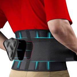 Back Stabilisers with Lumbar Padding, Back Support Belt, Double Stretch Herniated Disc, Adjustable Lumbar Support for Men and Women, Breathable Waist Belt for Work, Sports, Fitness