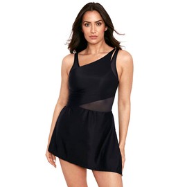 Miraclesuit Women's Swimwear Network News Alina Underwire Bra One Piece Swimdress, Black, 14