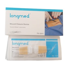 Longmed Emergency Wound Closures - 10 Pcs Zipper Wound Closure Device Painless Stitch Sutures Laceration Repair Without Stitches Adhesive Bandages for First Aid Wound Care