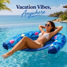 Inflatable Floating Recliner for Pool Relaxation – Foldable Mesh Water Hammock with Backrest for Beach & Lake