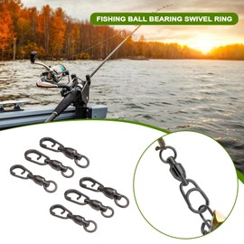 YINETTECH Pack of 30 Fishing Swivels with Stainless Steel Ball Bearings with Oval Split Rings for Saltwater and Freshwater Split Ring Bait Connector High-Strength Snap Swivel Quick Connector