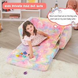 Toddler Couch,Toddler Chair,2-in-1 Baby Seat Furniture Fold Out, Convertible Sofa to Lounger Soft Comfy Glow in The Dark Kids Sofa Bed Gifts for Kids Girl Boys,Unicorn,Large