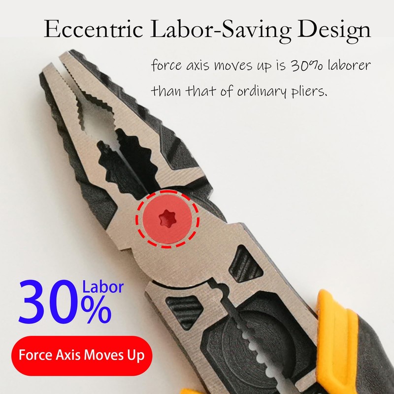 BJDSI 9" Multipurpose Linemans Pliers,6-in-1,Anti-Corrosion Rust,Reduces Hand Fatigue.