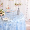 Fanqisi Blue Round Tablecloth 3D Rosette Sequin Satin Table Cloths
