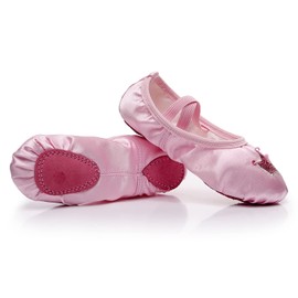 Phineein Zapatos de Ballet para niñas para Practicar Zapatillas de Ballet para Bailar, Corona Rosa, 19 MX Niño pequeño