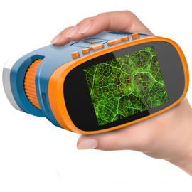 ZAPINKO 1000X Rechargeable Handheld Digital Microscope for Kids – Portable STEM Science Toy Gift with USB Camera, 12 Prepared Slides, Adjustable Stand & Carrying Case – Ages 4–16 (Galaxy Blue)