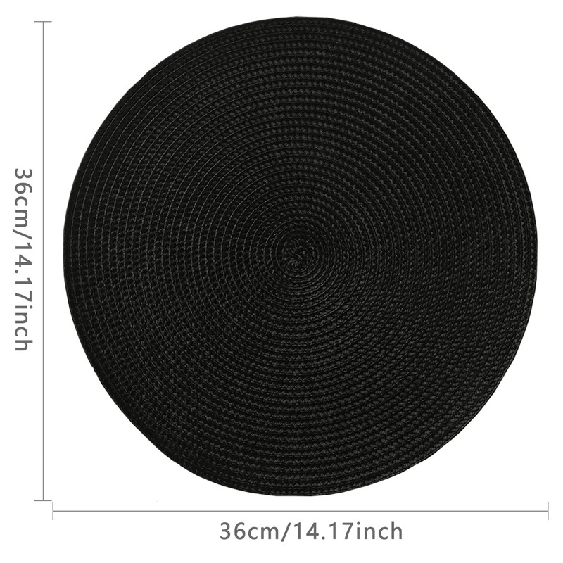Place Mat Round Black Place Mats Washable Set of 6