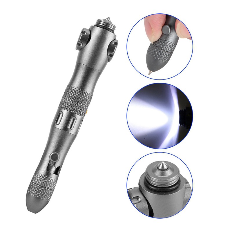 Rotatable Decompression Tactics Defense LED Glass Breaker Writing Survival Outdoor