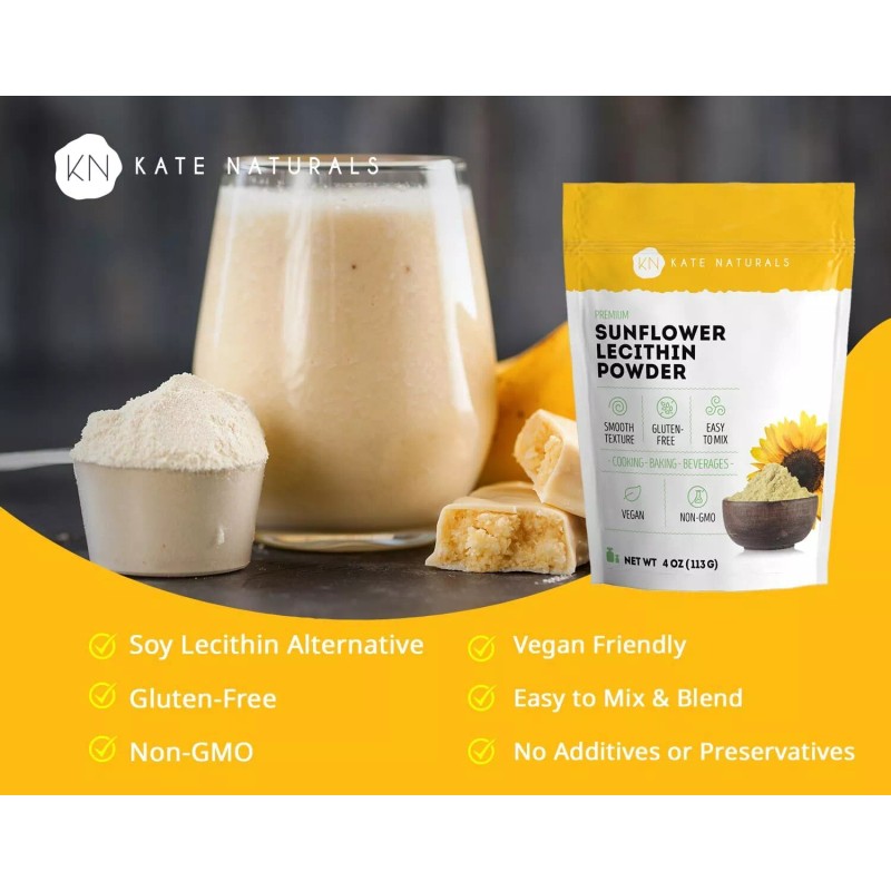 Kate Naturals Sunflower Lecithin Powder for Baking Bread Gummies Cooking