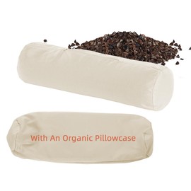 USlixury Buckwheat Bolster Pillow - Adjustable 17"X4", Neck Roll for Firm Support, Cooling Cylinder Pillows for Side, Back Sleepers, with an Extra Organic Pillowcase