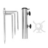 Steel Garden Parasol Spike Inground Umbrella Holder with 4 Prong