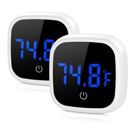 ORIA Aquarium Thermometer, Pack of 2 Mini Digital Aquarium Thermometer with Touch Screen, Accurate Temperature Sensor, LED Wireless Temperature Meter, Marine Thermometer for Aquarium Reptiles