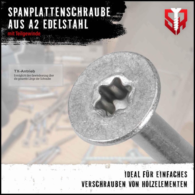 TX25 Chipboard Screws Stainless Steel A2 6 x 35 mm,