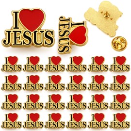 Landical 24 Pcs I Love Jesus Religious Lapel Pin Bulk Jesus Pin Christian Enamel Pins Bible Verses Pin Badges Metal Badge Brooch Set for Appreciation Religious Gifts