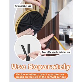 32.8 Ft Weather Stripping Door Seal Strip,Self Adhesive Door Soundproofing D Shaped Weatherstripping for Door Frame/Window,Black,3/8" W × 1/4" T
