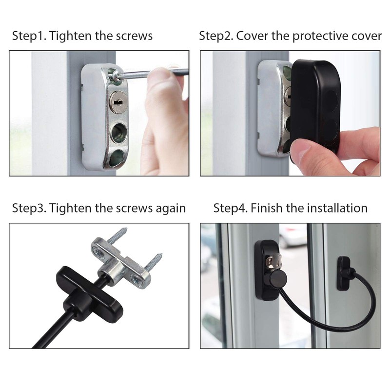 Neoteck Window Restrictor Locks 4PCS Window Door Cable Restrictor Lock