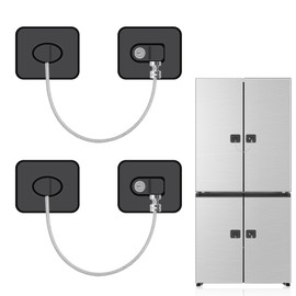 HEGEHE Child Proof Refrigerator Door Lock, Window Locks for Kitchen, Freezer, Cabinets and Drawers, Air Oven Air Fryer, Closets, No Tools Need or Drill (Black, 2 Pack)