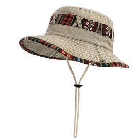 HIQIU Sun Hat Men's Sun Hats Ethnic Style Summer Sun Protection Outdoor Hiking Hat Foldable Fishing Hat Fishing Hat Safari Hat Boonie Hat, khaki