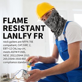 LANLFY 2pcs Flame Resistant Face Mask for Men FR Neck Gaiter Headwear Covering CAT HRC 2 ARC Flash Head Protector Clothing Accessories Paisley&Skull Printed