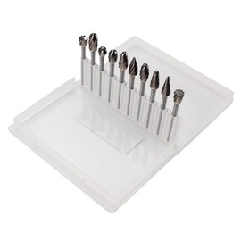 BHA Tungsten Carbide Burr Die Grinder Rotary Tool Bit Set for Aluminum and Other Non Ferrous Material Engraving and Precision Work, Aluma Cut with 1/8” Shank - 10 Pieces