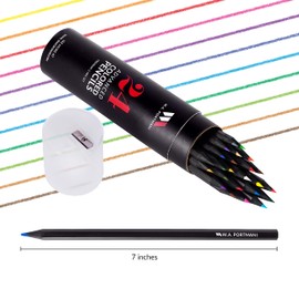 WA Portman 24 Piece Colored Pencil Set - 24 Pack of Coloring Pencils - Colored Pencils with Sharpener - Color Pencils for Artists & Colored Pencils for Adult Coloring - Colored Pencils 24 Count