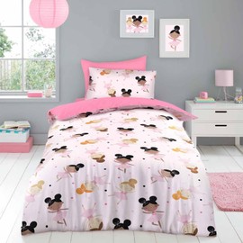 GC GAVENO CAVAILIA Ballerina Single Bedding Set for Girls | Polka Dot Reverse | Breathable Microfiber Duvet Cover Sets, Multi