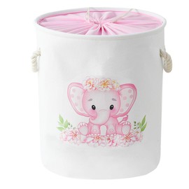 INough Baby Basket Pink Hamper Large Kids Hamper Baby Laundry Hampers for Nursery Girl, Girls Laundry Baskets for Kids, Dirty Clothes Basket Collapsible Kids Toys Orgnizer for Kidsroom/Nursery
