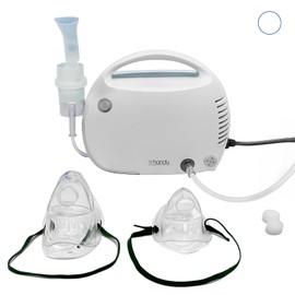 Handy Nebulizador Compresor de Aire para Adulto y Niño, Nebulizador Médico de Pistón, Flujo 10 L/min, Ruido 60 dB, Incluye Accesorios, 110-120 V, Modelo 403B