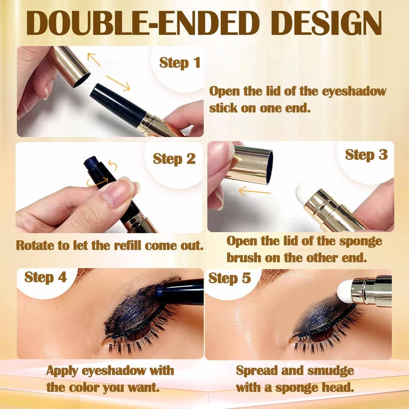 Prreal Eyeshadow Stick,Dual End Shimmer Eyeshadow Stick,Pearl Eyeshadow Pencil Crayon,Waterproof