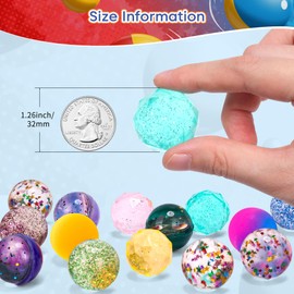 Pllieay 15PCS Bouncy Balls for Kids with Storage Bag, 5 Styles 32mm Bounce Balls for Kids Birthday Party Favors, Goodie Bag Fillers
