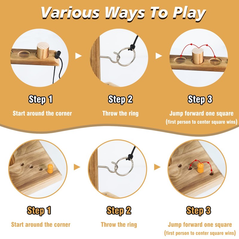 Hooks Ring Toss Game 4 Player, ZAKVOP Ring Toss Game