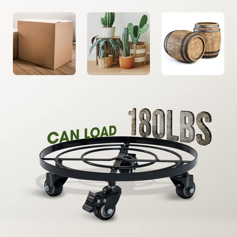 Idzo Round Heavy Duty Plant Caddy with Wheels, Cast Iron