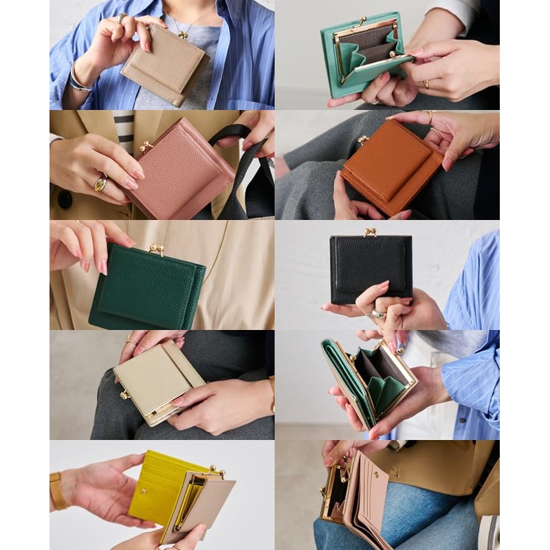 Lizdays Bi-fold Wallet, Genuine Leather, Small Size, Compact, Women's (Dark
