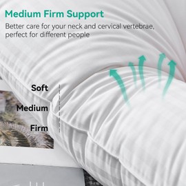 Luxury Goose Feather Down Pillows Queen Size for Sleeping, 1150TC 100% Organic Cotton Cover Hotel Collection Fluffy Bed Pillows for Back, Stomach or Side Sleepers, Standard Size 20x28 (1)