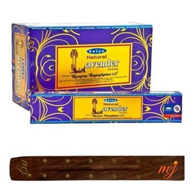 Original Satya Nag Champa Natural Lavender Incense Sticks | with M&J incense sticks holder | Full Box | for Aromatherapy, Spa, Yoga, Weddings, Meditation, Healing, Positivity and Relaxation