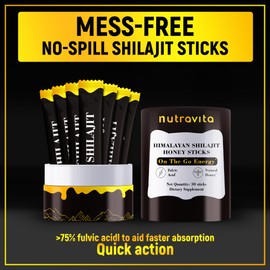 Shilajit Honey Sticks- 30 Sticks Himalayan Shilajit Honey Sticks Organic Honey & Saffron for Energy,Strength & Cognitive Support for Men & Women