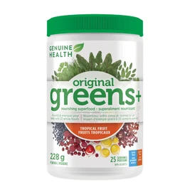 Genuine Health Genuine Health Greens+ Original, 25 servings, 228g, Superfoods, antioxidants and polyphenols to nourish and energize your body, Tropical fruit flavoured powder, Dairy and gluten-free