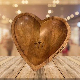 PRATYAHARA B Heart Shaped Bowl - Functional and Collectible Bowl - Handcrafted Wooden Bowl for Serving Candy Nuts with Cards Easy Install Easy to Use