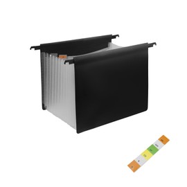 Chinflly Expanding Hanging File Folders,13 Innovative Accordion Pocket Extra Capacity Hanging Accordion File Organizer with Retractable Hook Large Capacity, Multi-Color Tabs,Transparent