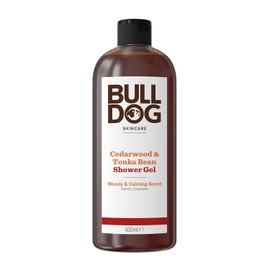 BULLDOG SKINCARE Cedarwood & Tonka Bean Shower Gel for Men, 500ml | Naturally scented shower gel, gently cleansing formula, with naturally derived cleanser, for dry and normal skin, vegan