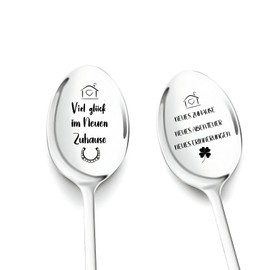 Housewarming Gifts for Women Men 2 Pieces Coffee Spoons with Engraving Housewarming Gift Home Gift for Housewarming into the House Topping Party Gift Ideas New House Gifts
