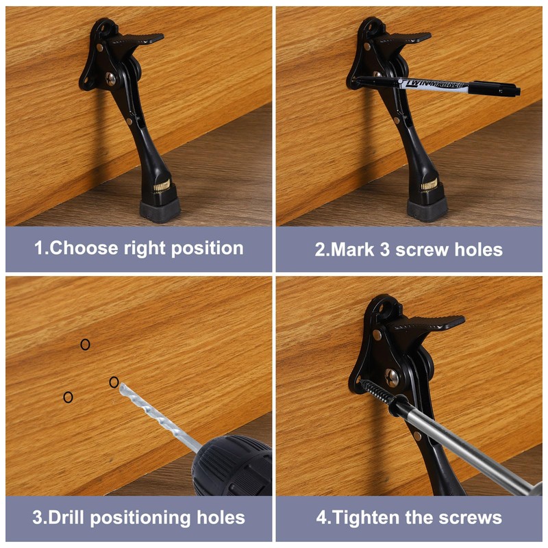 QUARKZMAN 4 Inch Kickdown Door Stop, One Button Pedal Door