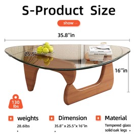 Modern Glass Coffee Table for Living Room, Small mid Century Coffee Table, Stylish Coffee Tables, Suitable for Bedroom Living Room Reception Office Tables（Walnut/Transparent，Medium）