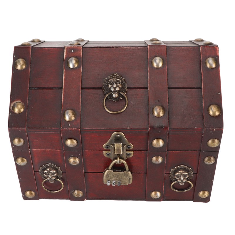 Treasure Chest Storage Box with Combination Lock Handcraft Exquisite Wood