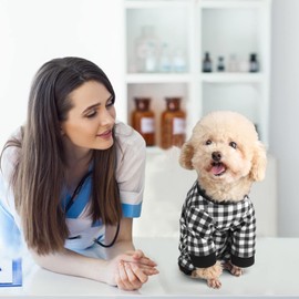 Etdane Dog Recovery Suit After Surgery, Surgical Onesies for Female Male Doggy Pet Vest Shirt Alternative Cone E-Collar Black White Plaid Large