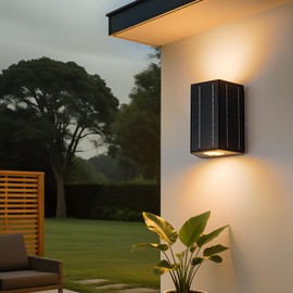 Outdoor Solar Wall Light, Dusk to Dawn Outdoor Light Fixture, Waterproof Exterior Light with All-Angle Solar Panels, 6000mAh Battery Patio Wall Light Fixture for Porch, Front Door, Garage, Shed, Patio