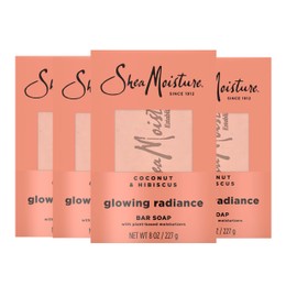 SheaMoisture SheaMoisture Bar Soap Coconut and Hibiscus 4 Count Glowing Radiance Glowing Radiance bar soap with 24h shea moisture nutrients for Healthy, Glowing Skin 8 oz